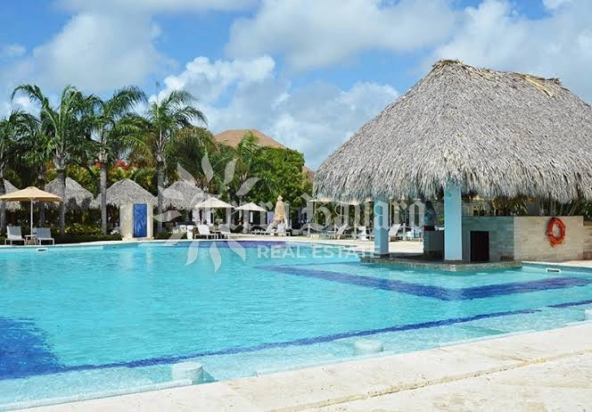 Pool with a palapa, shown with the Cocotal listing